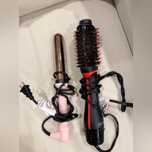 Hair Tools: Curling Wand and Heated Round Brush (Free Option)